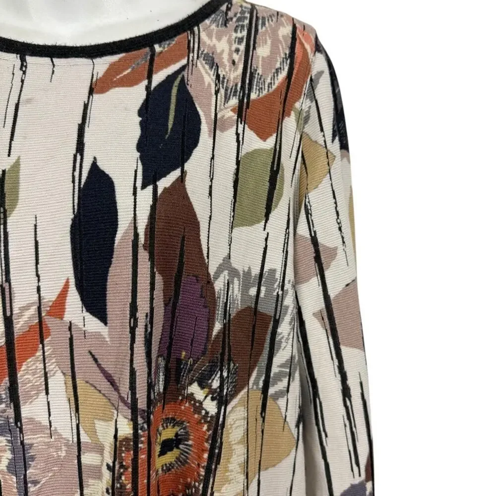 John Mark Womens Floral Long Sleeve Oversized Longline Pullover Sweater sz M
